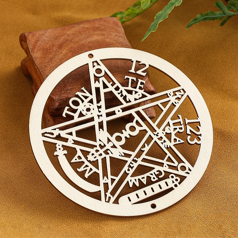 11CM Hollow Pentagram Wood Wall Hanging Stars Solomon Art Crafts Pendant Crystal Base Board Plank Meditation Sacred Geometry