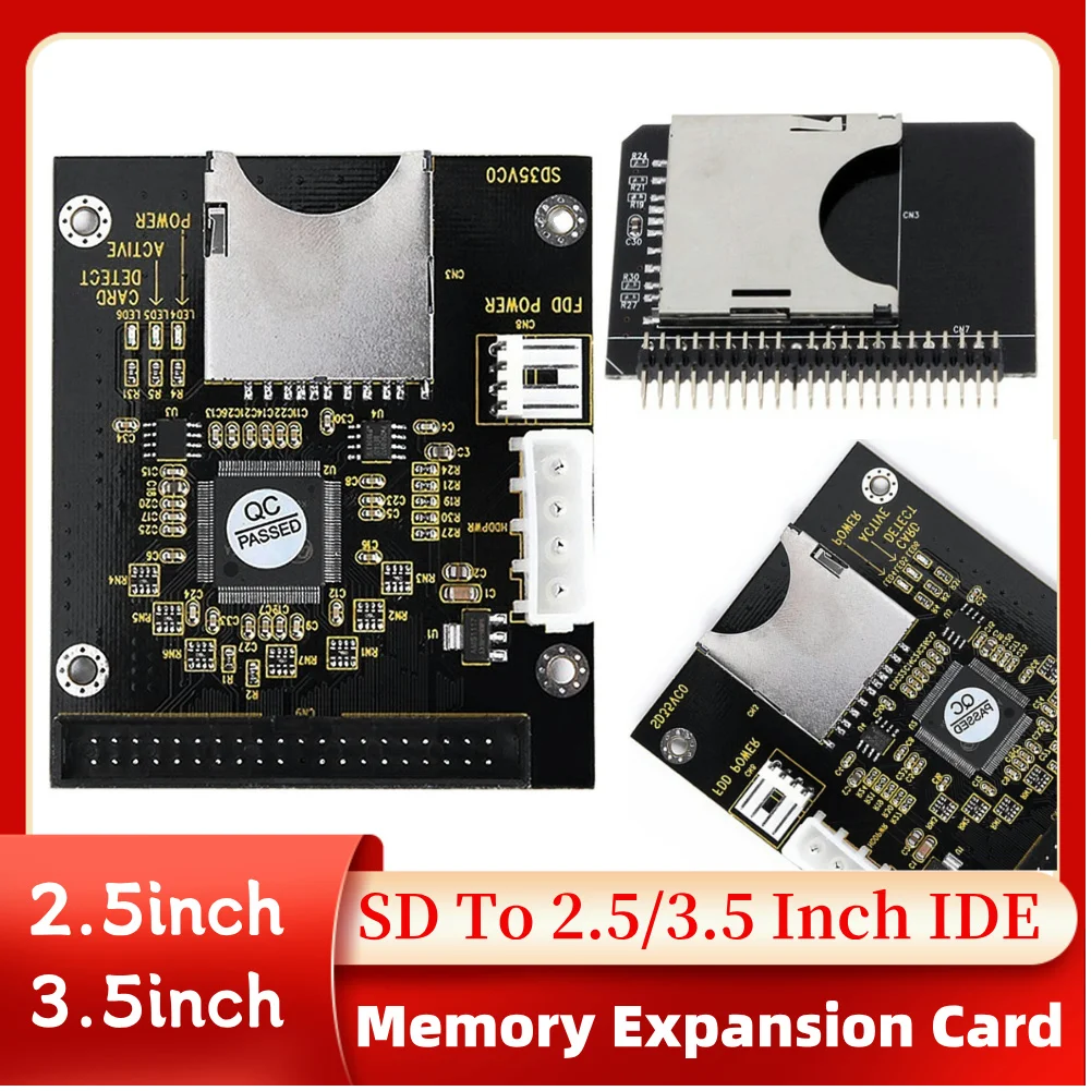 SD To 3.5 Inch IDE SSD Memory Card 44Pins SD To 2.5 Inch IDE 44Pins Memory Expansion Card 5V Adapter Card for Laptop Tablet