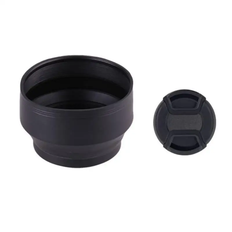 

Y1UB Rubber Lens Hood Set Reduces Fits 49mm Lenses Improve Photography Video