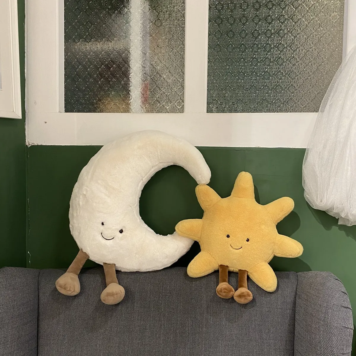 Promotional Ins Style Funny Cloud Moon Star Soft Plush Toy Baby Cute Throw Pillow Comfort Cartoon Dolls Home Decor Xmas Gift