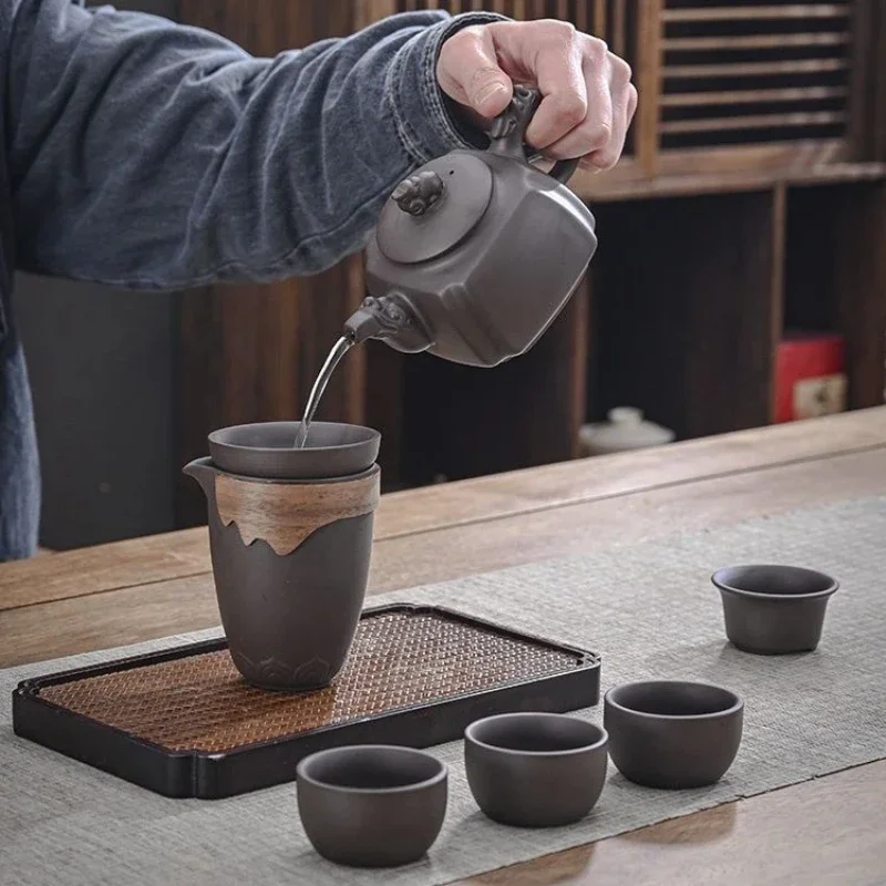 Tea Set Gift Handmade Purple Sand Kung Fu Tea Large Capacity Teapot Cup Set Household  Infuser Gift Box Chinese Cups