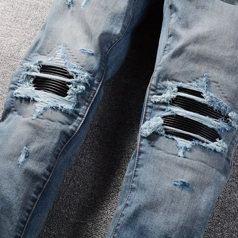 Y2Knew jeans de mezclilla, lavados con agua, elásticos nostálgicos, corte ajustado, lavado retro, jeans con parches rasgados azules, calle principal