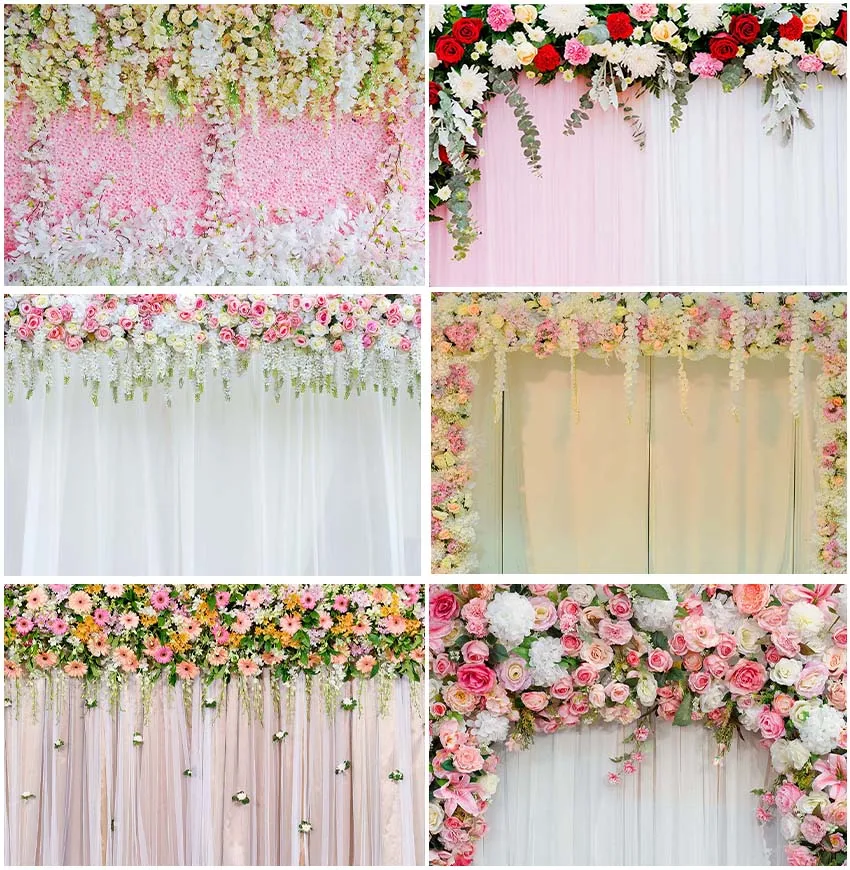 

Valentine's Day Curtain Flowers For Wedding Party Backdrops Photography Decoration Studio Banner Backgrounds Photocall Props