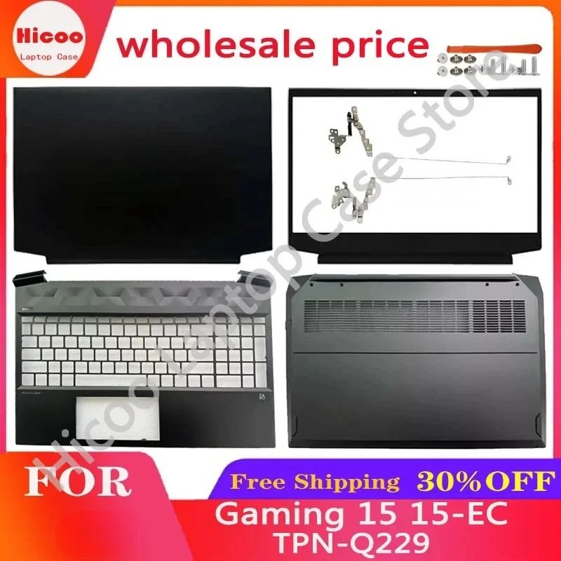 For HP Pavilion Gaming 15 15-EC TPN-Q229 Laptop LCD Rear Cover/Front Frame/Palm Pad Keyboard/Bottom Cover/Hinges