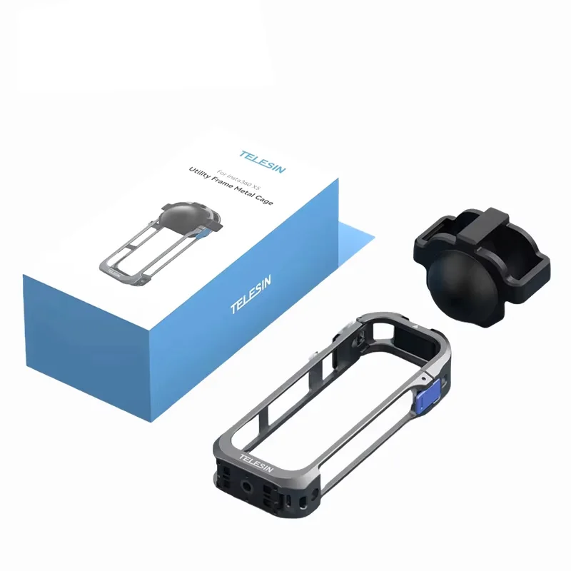 TELESIN Action Camera Cage for Insta360 X5 Full Cage Protection Expansion Wind and Noise Reduction