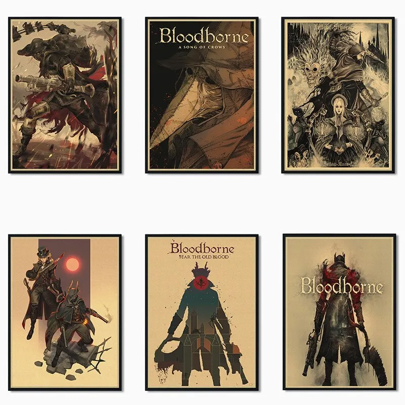 Bloodborne Dark Hunter Game Kraft Paper Poster  Art Print Painting for Living Room Wall Decor  Home Decoration