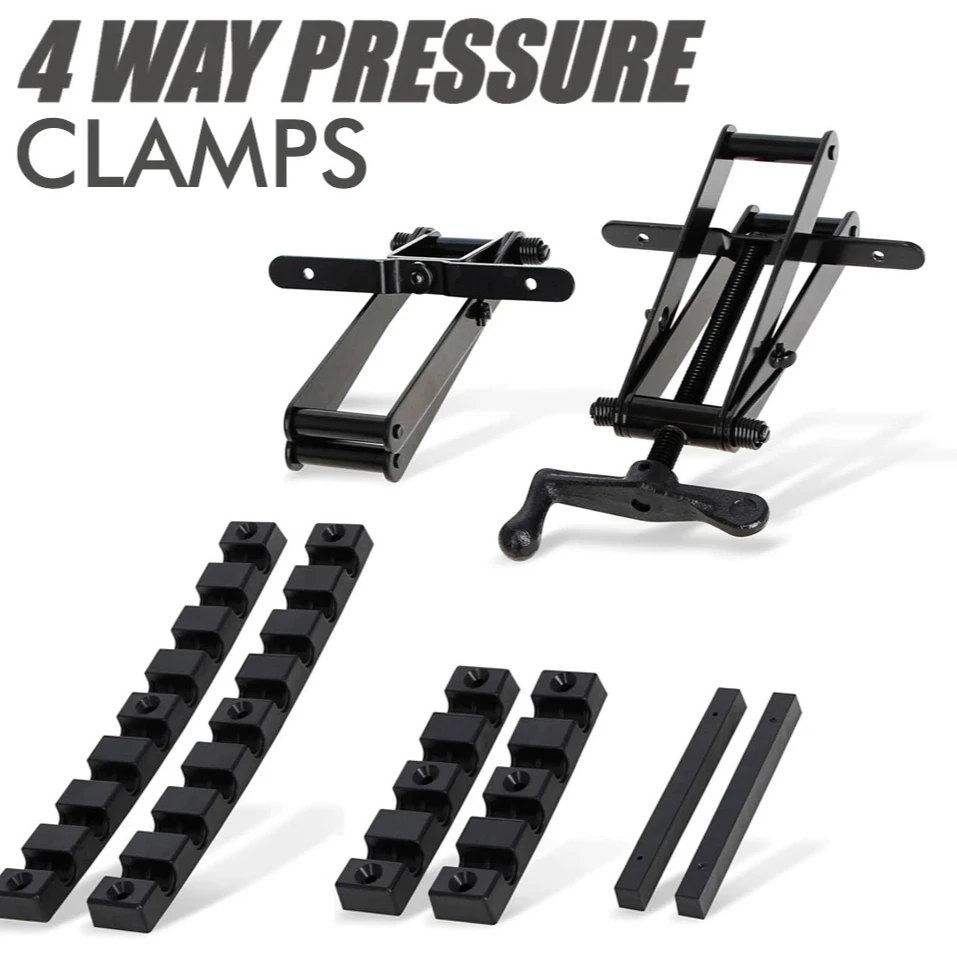 

4-Way Pressure Clamp Set, Adjustable Width Panel Splicing & Positioning Tool for Woodworking, Cabinet Making Assembly