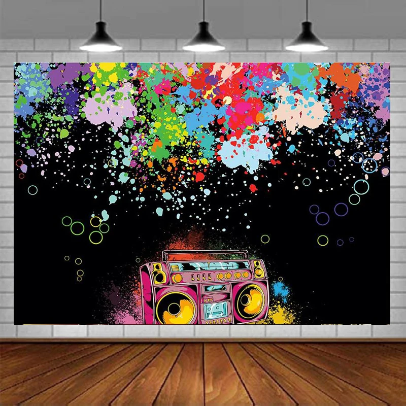 

Neon Splatter Photography Backdrop Let’s Glow Crazy Dance Graffiti Colorful Disco Hip Hop Teens Background Celebration Decor