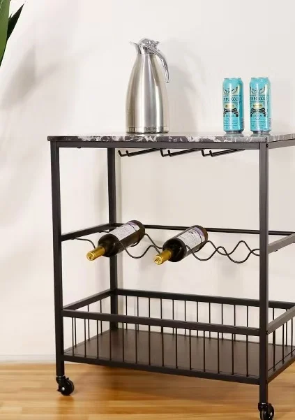 Wholesale Stratified Hotel Luxury Solid Wood Metal Service Bar Cart Service Trolley bar