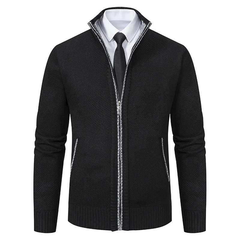 

Product Name: Men's Knit Cardigan Sweater, Formal & Casual Outfit - Easy-Care Everyday Sweater Jacket, Winter Stand-Up Collar Fl