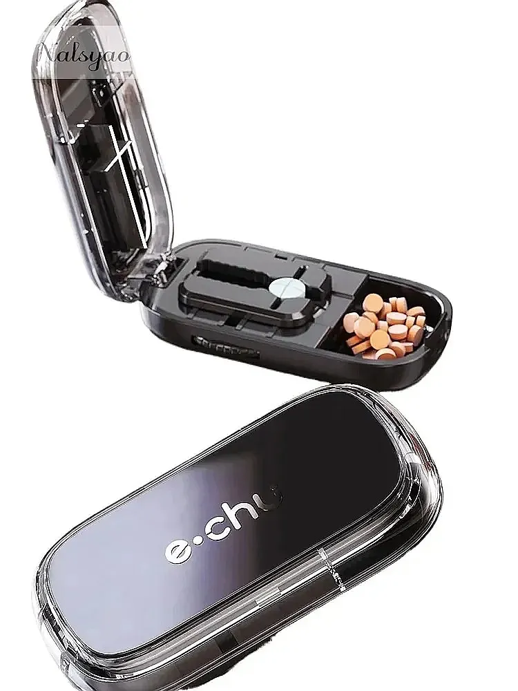 Adjustable Pill Cutter Box, Portable Tablet Crusher Divider, Dustproof Medicine Storage Organizer