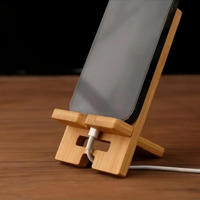 1 unidad: soporte de bambú para teléfono de escritorio, portátil, práctico, de madera, para cargar teléfonos inteligentes, diseño creativo, multifuncional y de uso cómodo.
