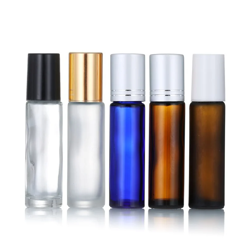 Custom Essential Oil Roller Bottle Bamboo Cap Cosmetic Liquid Package 5ml10ml Refillable Amber Glass Roll on Perfume Bottle