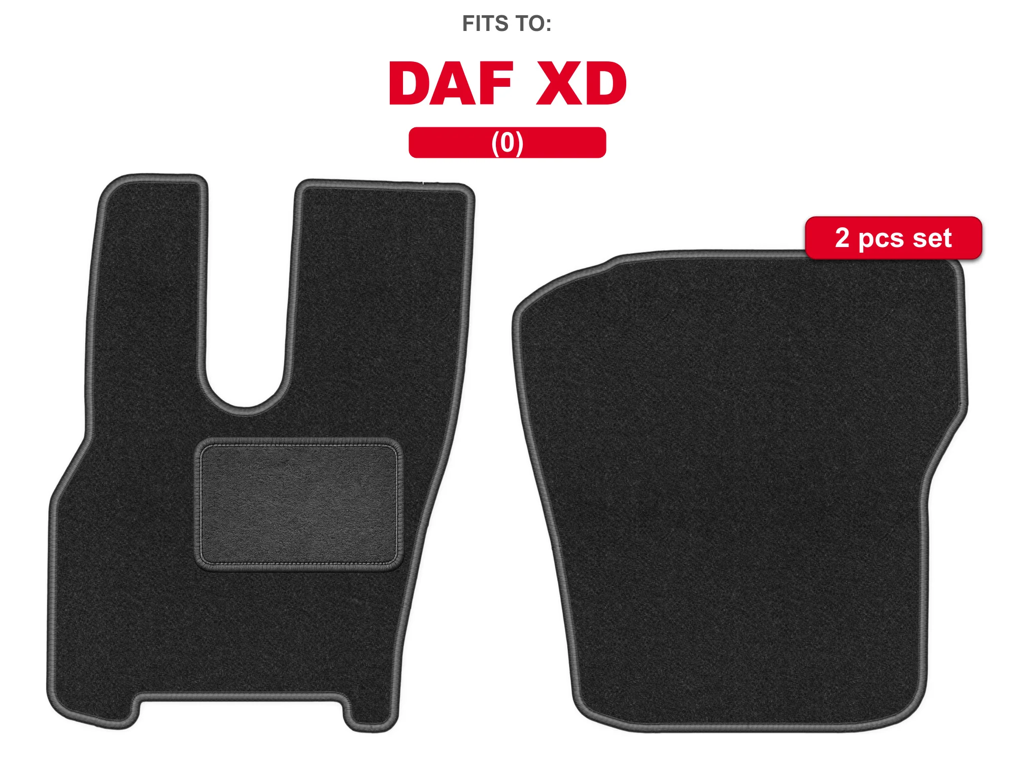 Velour matten voor: DAF XD 0 vrachtwagen (rechter luchtstoel) grafietkleurige, in de auto passende automattenset