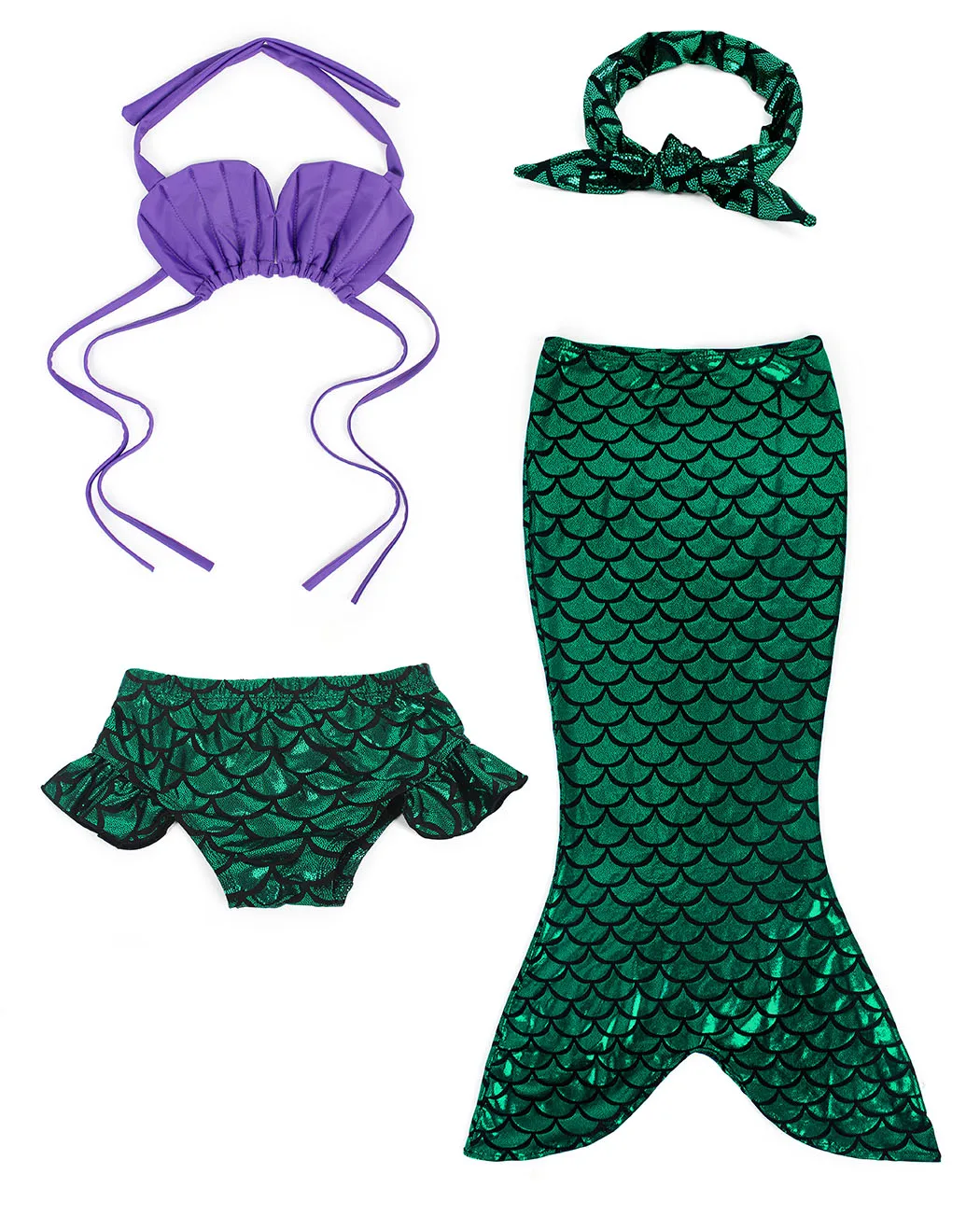 Jurebecia Mermaid Swimsuits For Girls 3 Pieces Bikini Set Kids Mermaid Bathing Suit Beach Holiday Tankini Swimwear