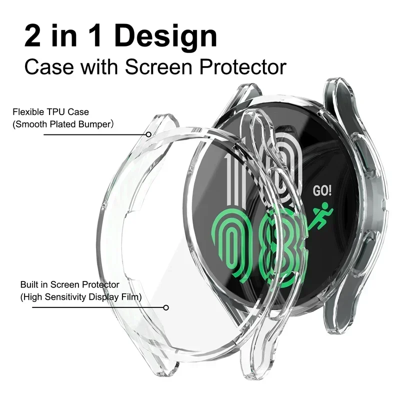 Protector Case For Samsung Galaxy Watch 4 5 6 40mm 44mm Cover Coverage Silicone TPU Bumper Screen Protection Full Accessories