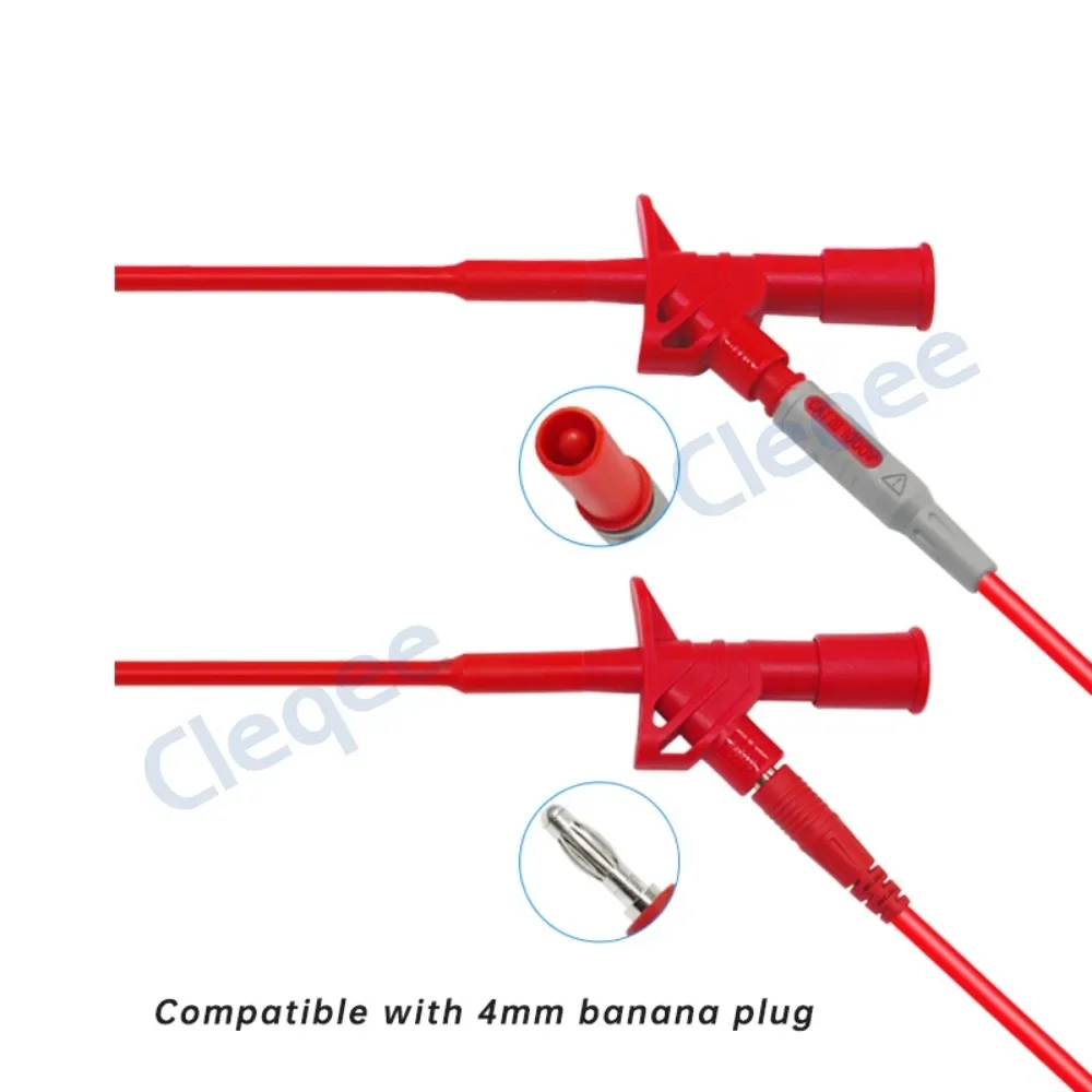 Cleqee P5004 2 Stück Schnelltest-Hakenclip, isolierte Prüfspitze mit 4-mm-Buchse, professionelles Hochspannungs-Elektro-DIY-Zubehör – Detail 5