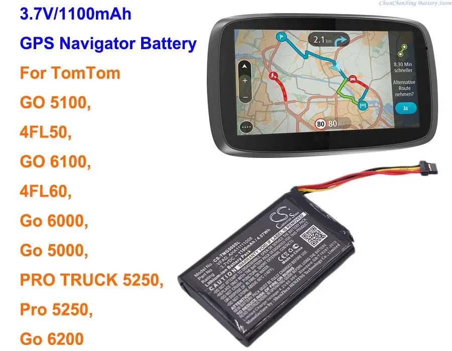 OrangeYu 1100mAh Battery VFAD VF6P for TomTom GO 5100, 4FL50, 6100, 4FL60, 6000, 5000, Pro 5250, 6200,PRO TRUCK 5250 +TOOL