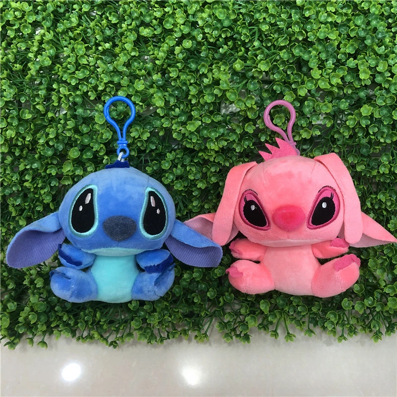 10ซม. ดิสนีย์ Lilo & Stitch น่ารักอะนิเมะของเล่นตุ๊กตาพวงกุญแจห้อยกระเป๋าพวงกุญแจนางฟ้าอุปกรณ์เสริมรถยนต์ตุ๊กตายัดนุ่นของขวัญวันเกิดเด็ก