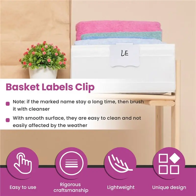 AS60-32 Pieces Basket Labels Clips And Pens Set, Includes 32 Pieces Kitchen Clip Label Holder And 2 Pieces Chalk
