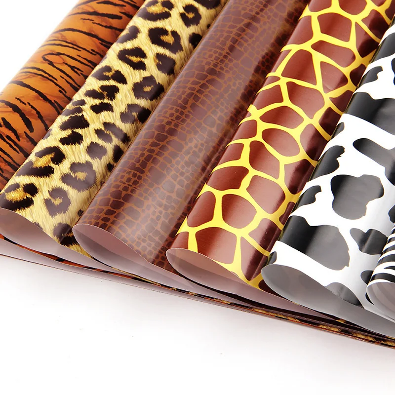 6 Pcs Kinds Animal Leopard Print Wrapping Paper Sheets Roll Packaging for Wedding Kids Holiday Gift Wrap Craft Paper Decor Gifts