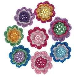 10Pcs Multicolor Handmade Cotton Crochet Flowers Applique For Sewing Pads Fabric DIY Craft Accessories 4.5cm