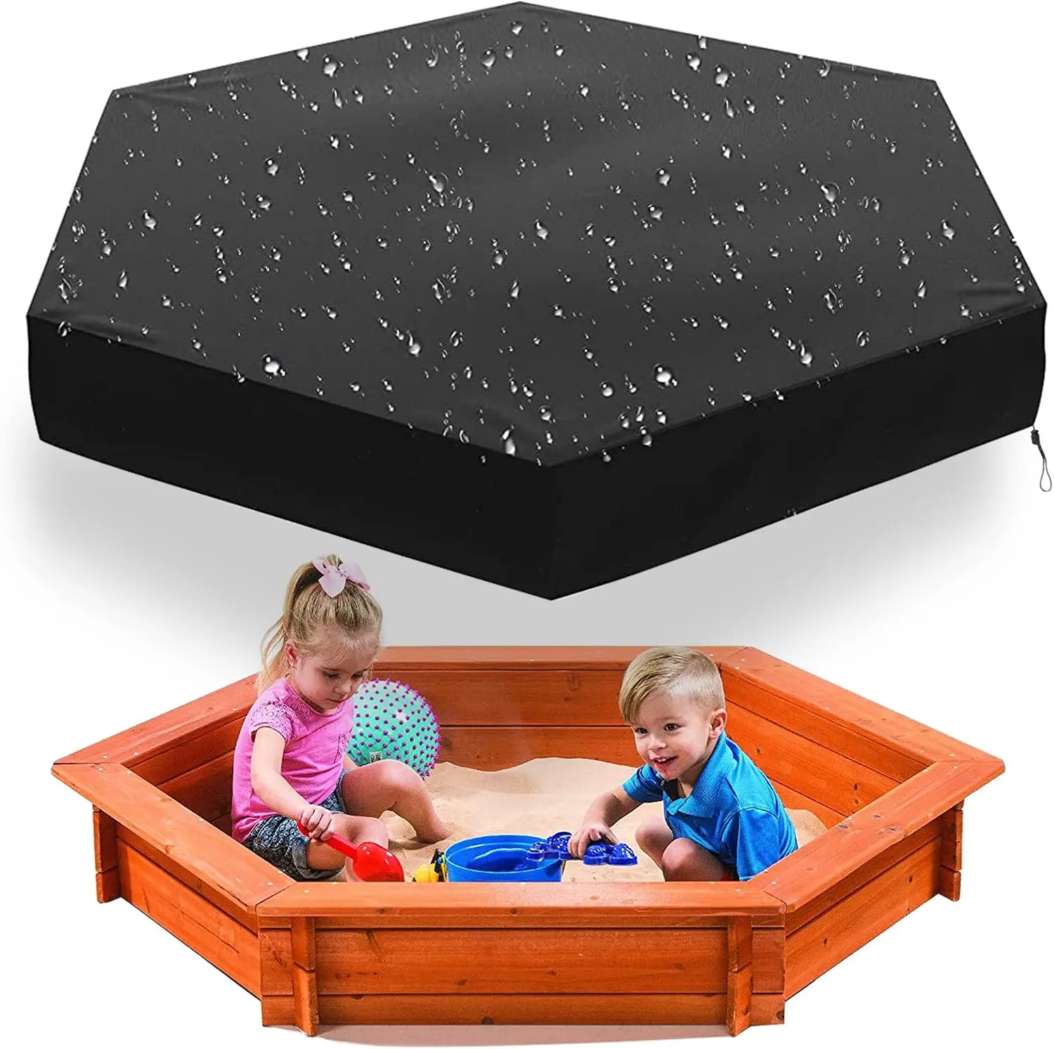 Zandbakafdekking zeil waterdicht 230x200 cm Oxford 420D zwart-zandbakafdekking, speeltuinbescherming, tuinzeil, regenbescherming, zandafdekking tuinaccessoires