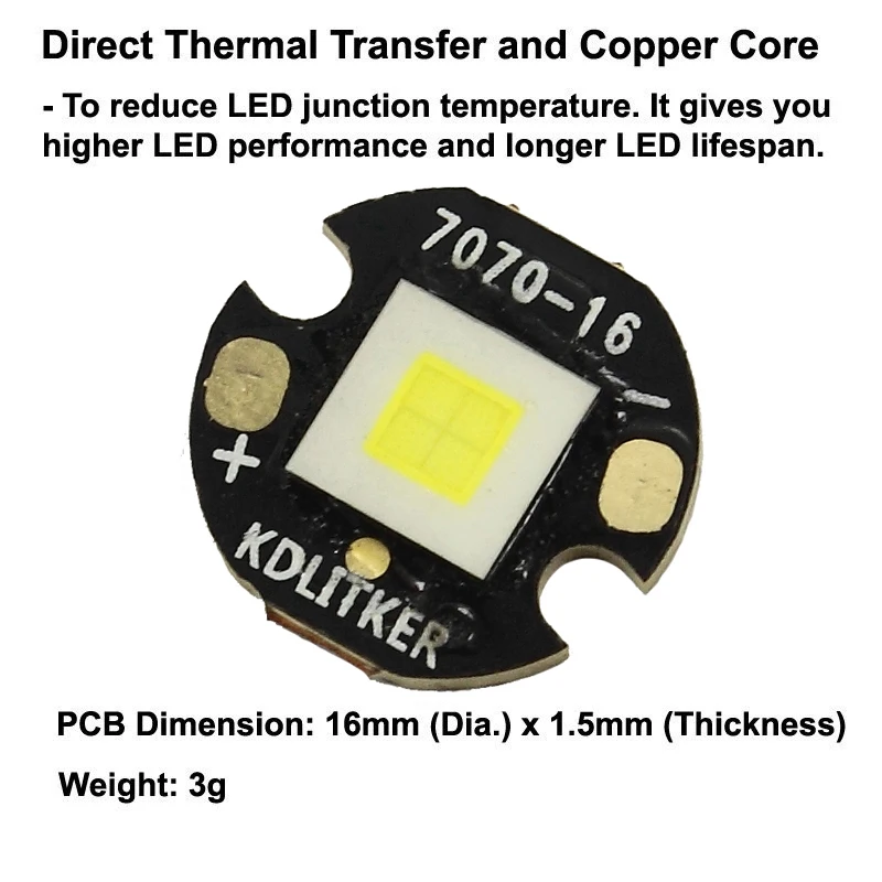 SFQ60 4x Core 80W 20A 6000 Lumens Long Throw SMD 7070 LED on KDLITKER DTP Copper MCPCB Flashlight DIY