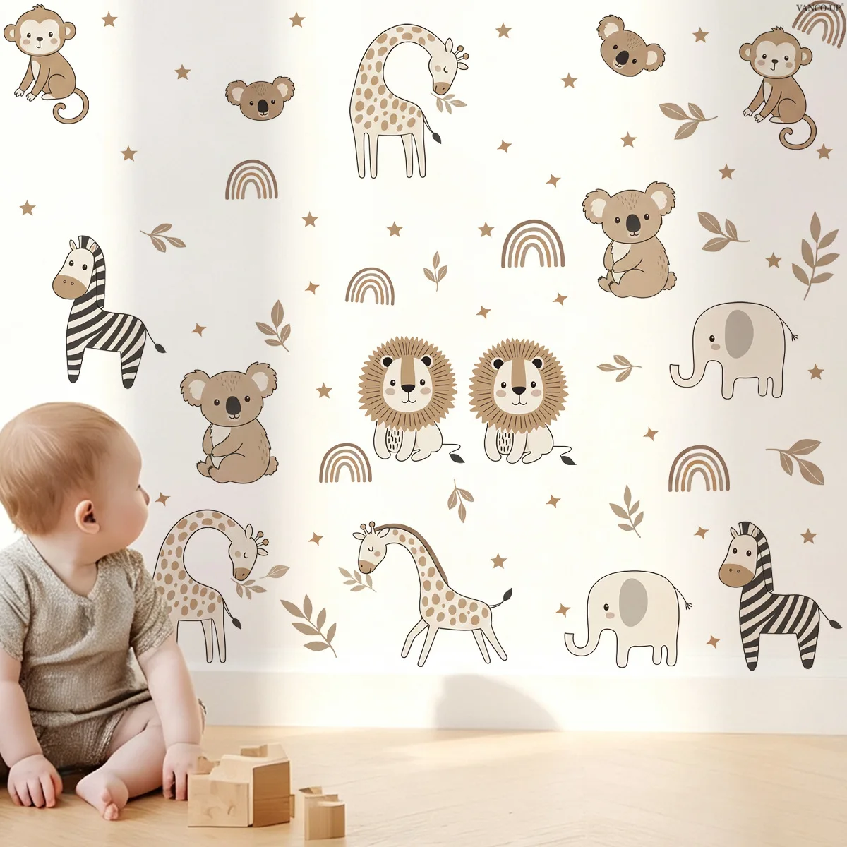 Cartoon Dinosaur Wall Sticker for Children's Room Bedroom Nursery Classroom Decor Removable Self-Adhesive Background Stickers