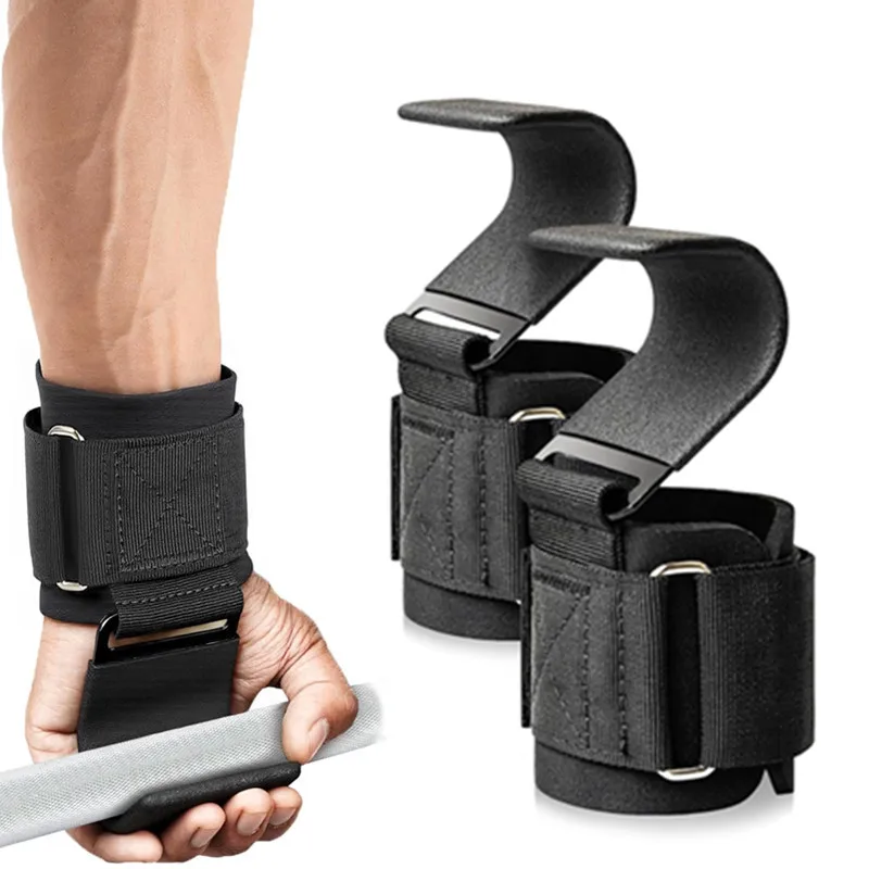 Gewichtheben Haken Griffe mit Handgelenk Wraps Hand-Bar Handgelenk Strap Gym Fitness Haken Gewicht Strap Pull-Ups Power Lifting Handschuhe