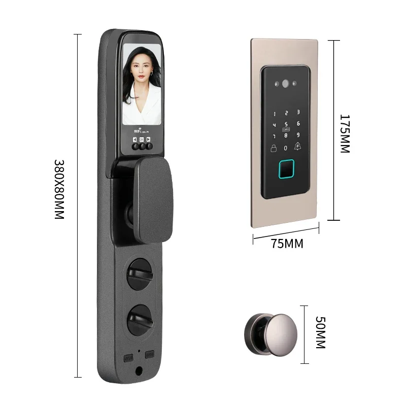 005P100   Embedded smart door lock fingerprint password swipe card face recognition wooden door  WIFI home password lock