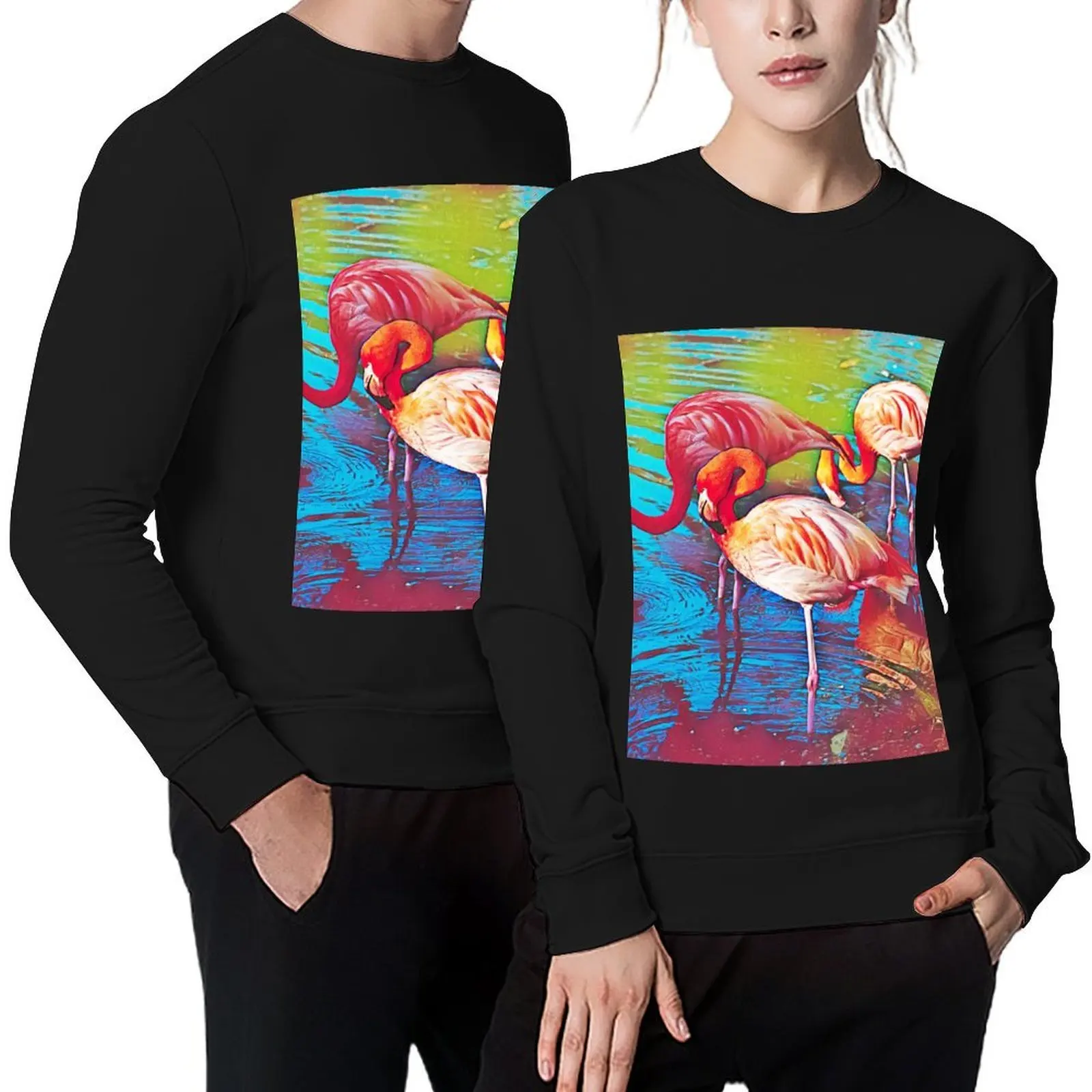 

Flamingo in Lake Abstract Painting Art Design Pullover tracksuit autumn men's sweat-shirt men's coat sweatshirts for men