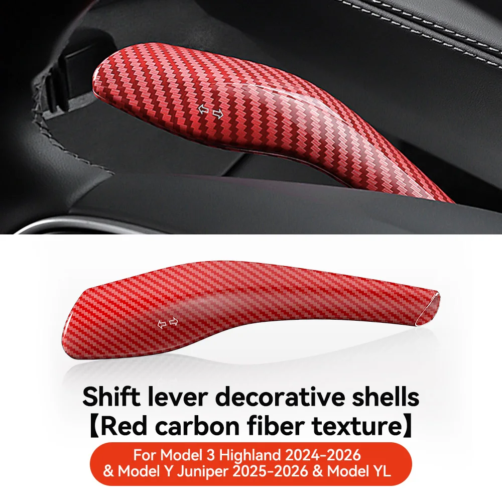 YZ Voor Tesla Model 3 Y YL Highland Juniper 2025 2026 Carbon Fiber Versnellingspookhoes Stuurhendelbescherming Schakelhendelkap