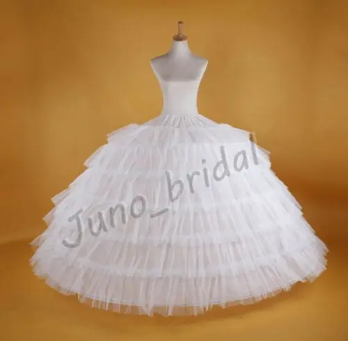 WHITE Super Big 6-HOOP WEDDING BRIDAL PROM PETTICOAT UNDERSKIRT CRINOLINE