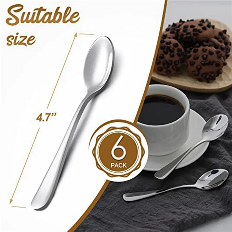 -BABQ 18 Pieces Of Espresso Spoon, 4.7 Inch Stainless Steel Mini Coffee Spoon Dessert Spoon