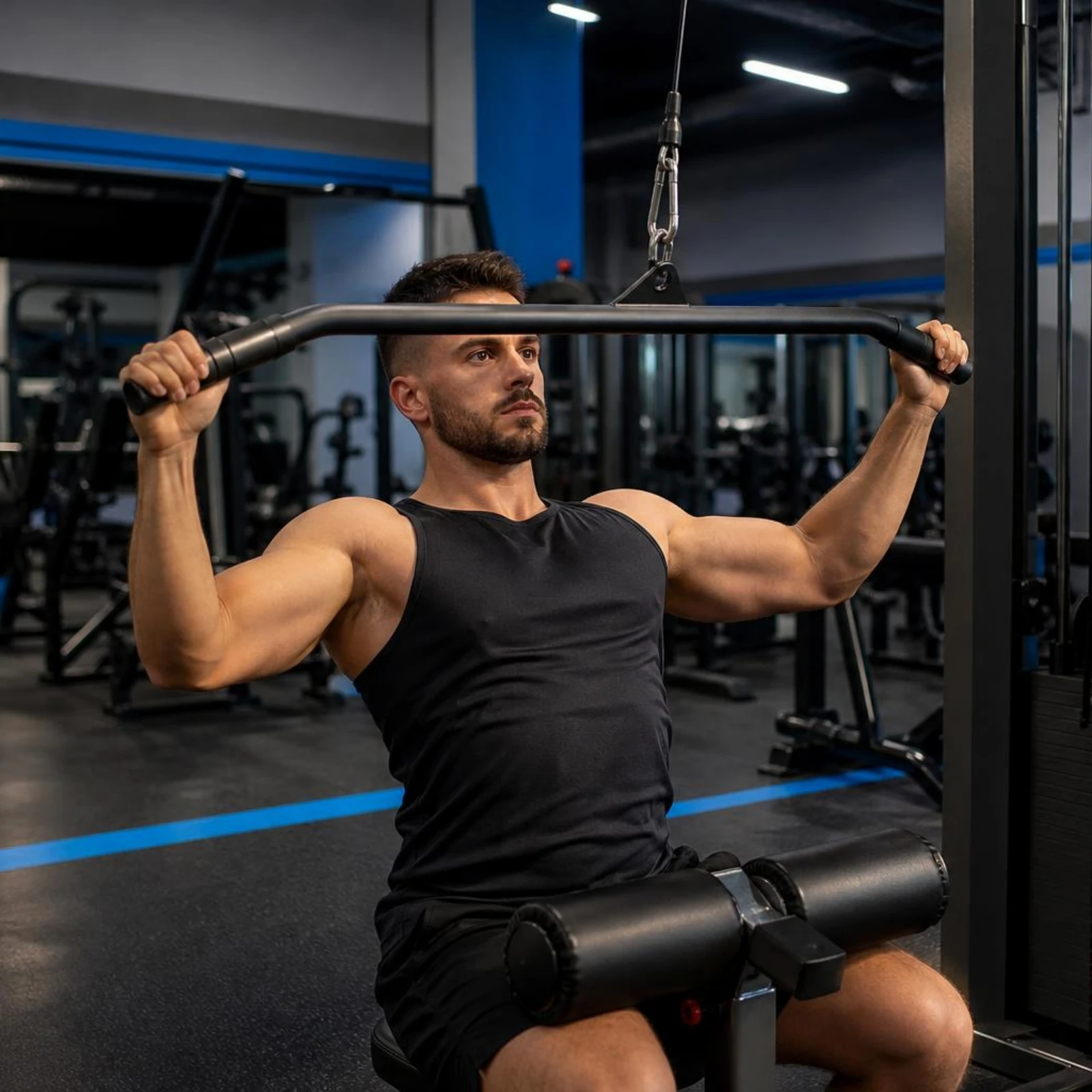 Lat Pulldown Bar Comfortable Grip Cable Machine Attachment Bar Non-Slip Rust-Resistant for Home Gym Owners, Seated Rows
