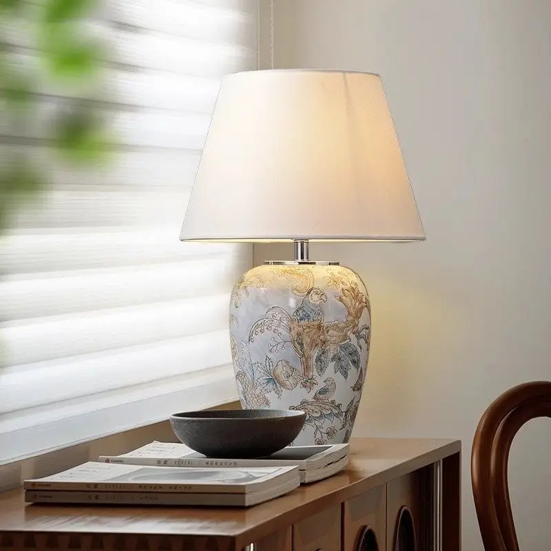 Elegant Oriental Blue White Ceramic Table Lamp New for Bedroom Study Hotel Room Lighting Room