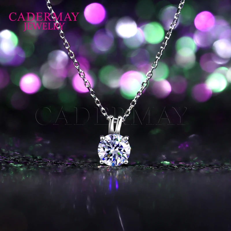 In Stock GRA Certificate 1ct D VVS1 Moissanite Pendant Necklaces for Women 4 prongs Setting Diamond 925 Sterling Silver Jewelry