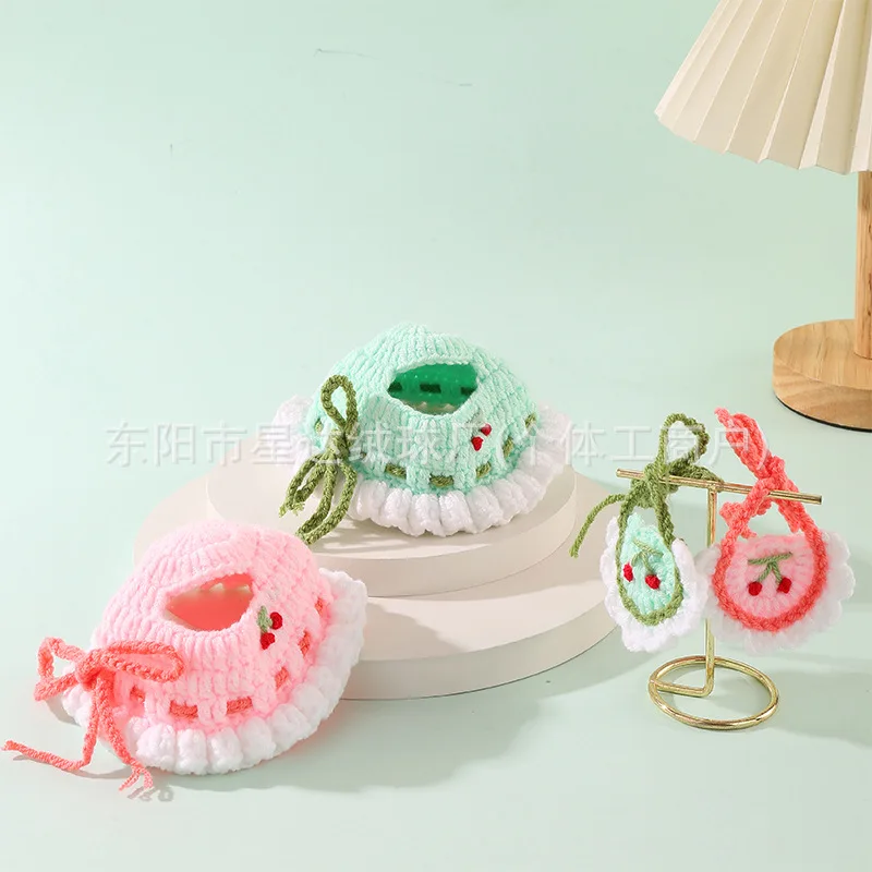 Nueva generación de ropa de bebé tejida labubu de 1, 2, y 3, conjunto de babero y manta, ropa de muñeca de ganchillo DIY, ropa cambiable