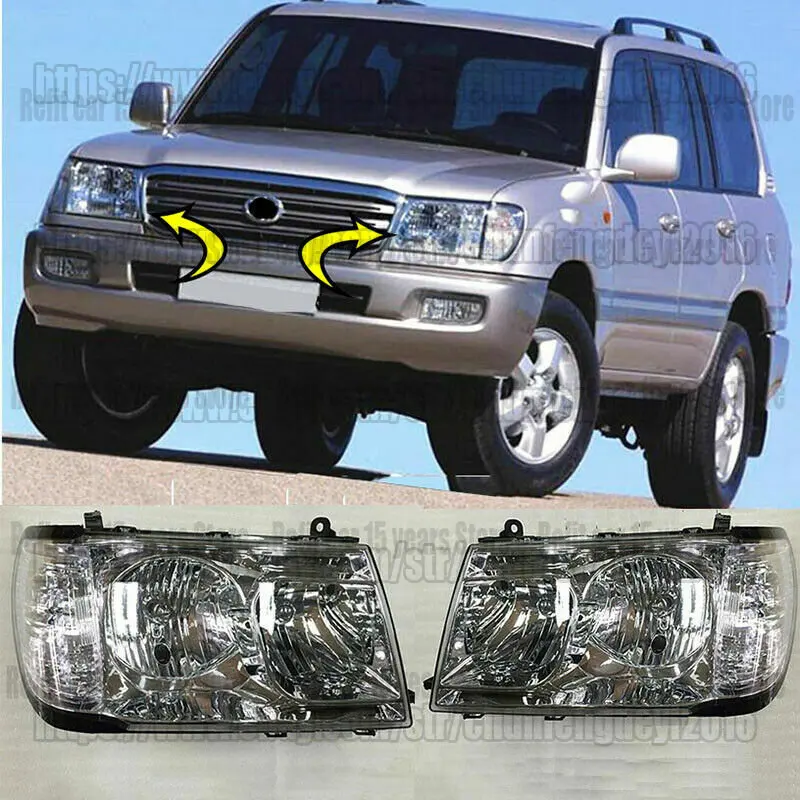 

Top Headlights Head lamp for Toyota LAND CRUISER 100 Left + Right Halogen 98-05