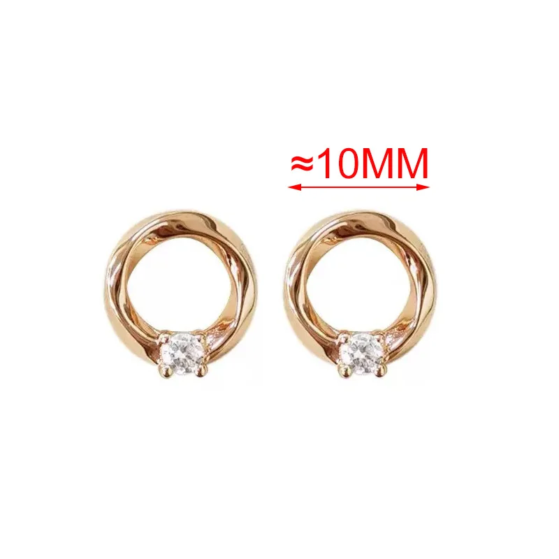 Gold Color Minimalist Zircon Mobius Hollow Round Stud Earrings for Women Party Fashion Jewelry Personality Accessories