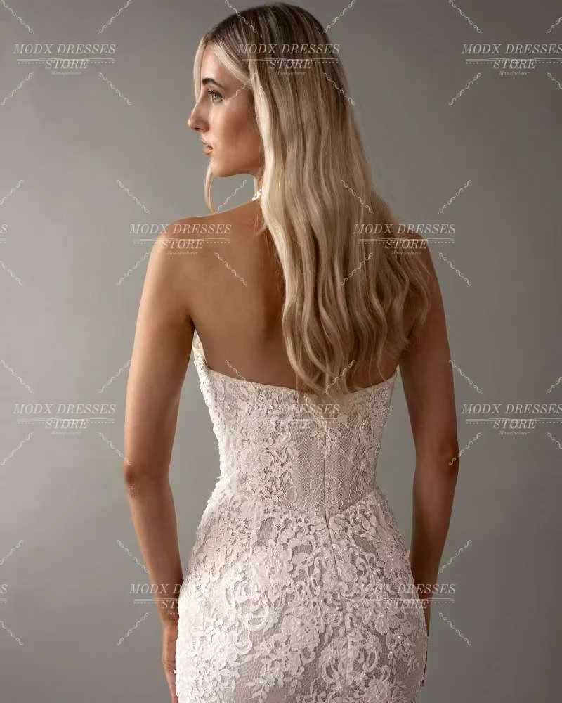 ชุดแต่งงานทรงเมอร์เมดแบบทรัมเป็ต สายเดี่ยว ผ้าลูกไม้ประณีต ประดับด้วยลูกปัด ยาวกรอมพื้น  สามารถสั่งตัดได้  ชุดเจ้าสาว  ชุดแต่งงาน  ชุดวิวาห์