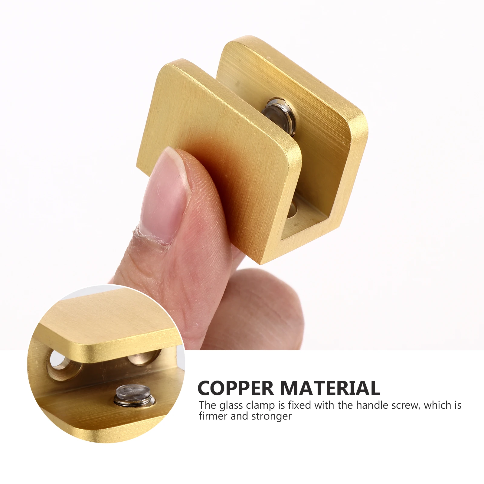 

2pcs Clamp Fixing Clips Sturdy Smooth Surface Handle Screw Wall Mount Bracket Strong Handrail Staircase Railing Copper