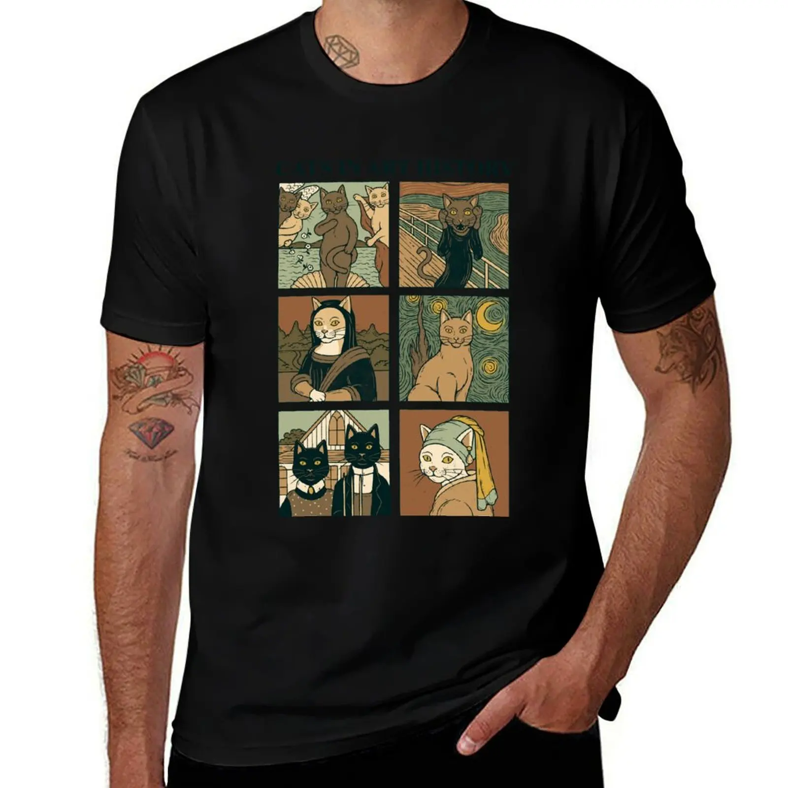 

Cats in Art History T-Shirt funny meme t-shirts vintage clothes graphics t shirt for men