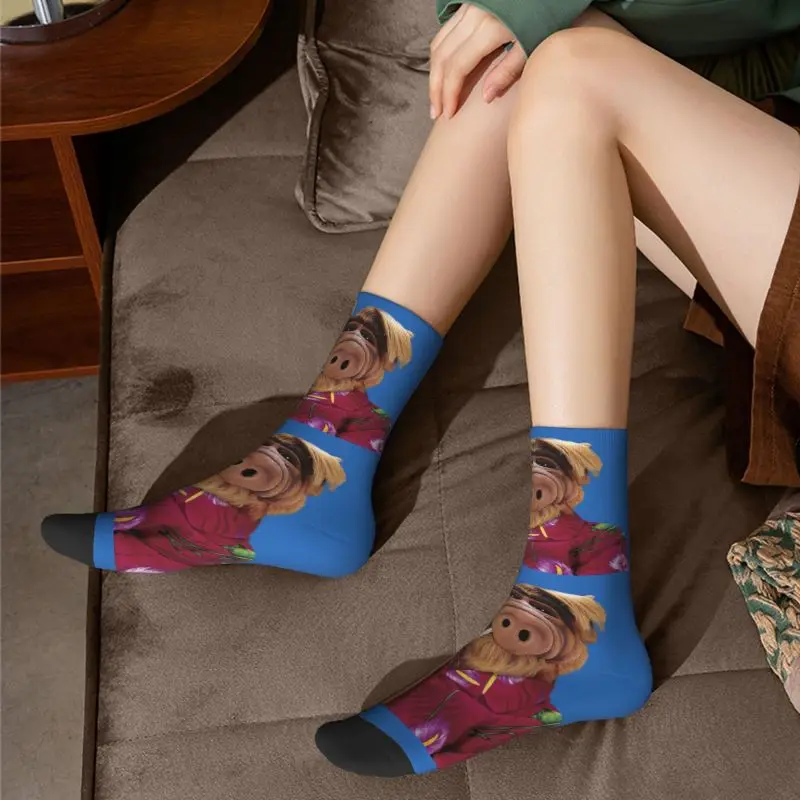 Funny Alf Meme Men Women Crew Socks Unisex Kawaii 3D Printed Alien Life Form Sci Fi Tv Show Dress Socks