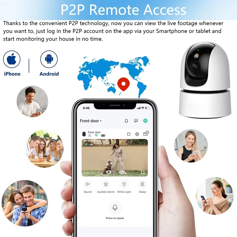 5mp hd indoor rastreamento automático detecção de animais de estimação áudio bidirecional inteligente wifi câmera ip cor visão noturna câmeras de vigilância ptz