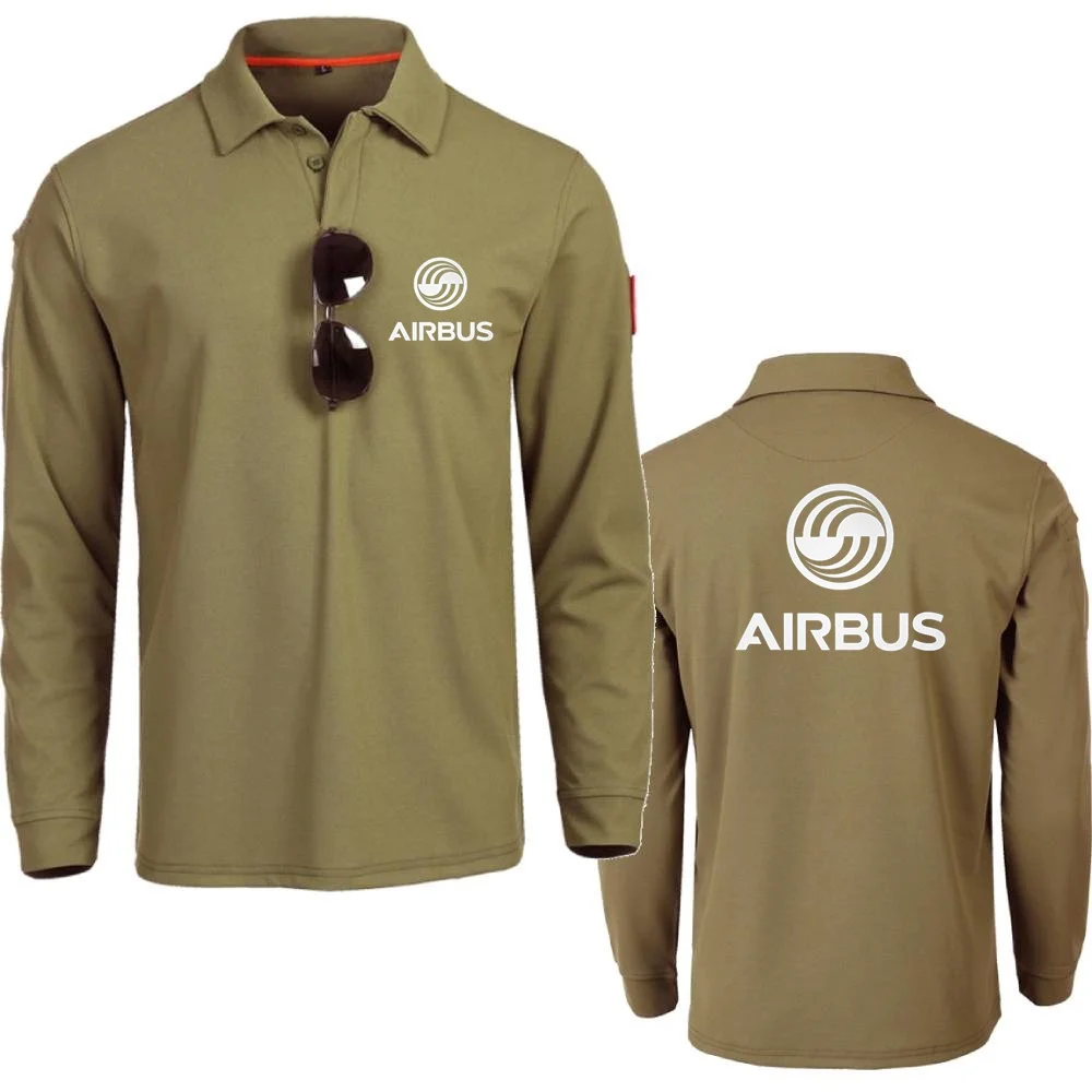 AIRBUS AVIATION Flight Airbusfan A320 Men POLO Long Sleeve Sports Lapel Tops Polo Shirts Men Sports Outside Tactical Tops