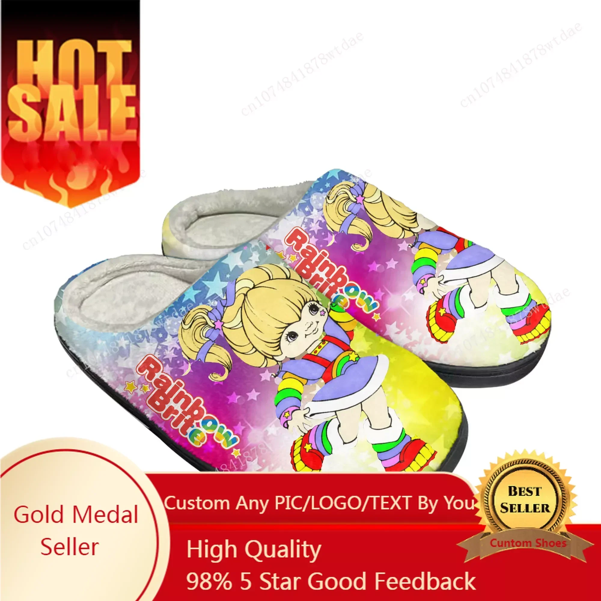 

Brite Home Cotton Slippers Mens Womens Rainbow Plush Bedroom Cute Anime Casual Keep Warm Shoes Custom Thermal Indoor Slipper