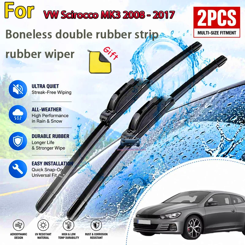 

Front Wiper Blades Set For VW Scirocco MK3 2008 - 2017 Windshield Windscreen Window Brushes 24"+19" Modification Parts