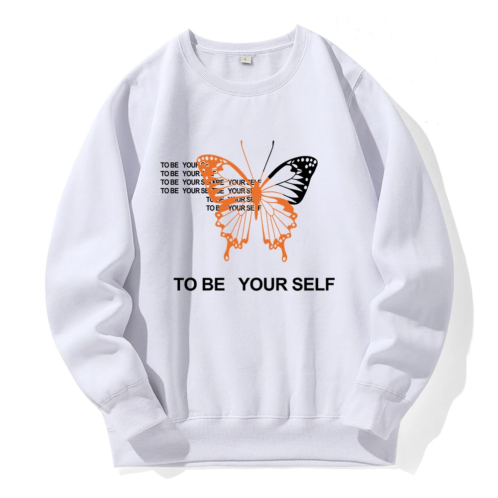 To Be Yourself Printed Man Hooded Fashion Novelty Comfortable Sportswear Trend Sports Oversized Hoody Retro Casual Sweatshirt